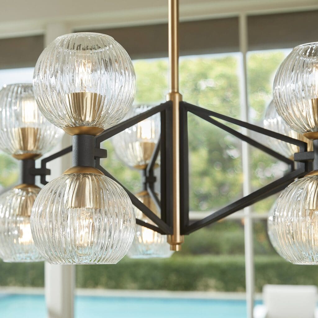 Cyan Design 10965 Helios Small Chandelier in Black & Aged Brass - Elegant Lighting Fixture for Dining Room, Bedroom, or Entryway