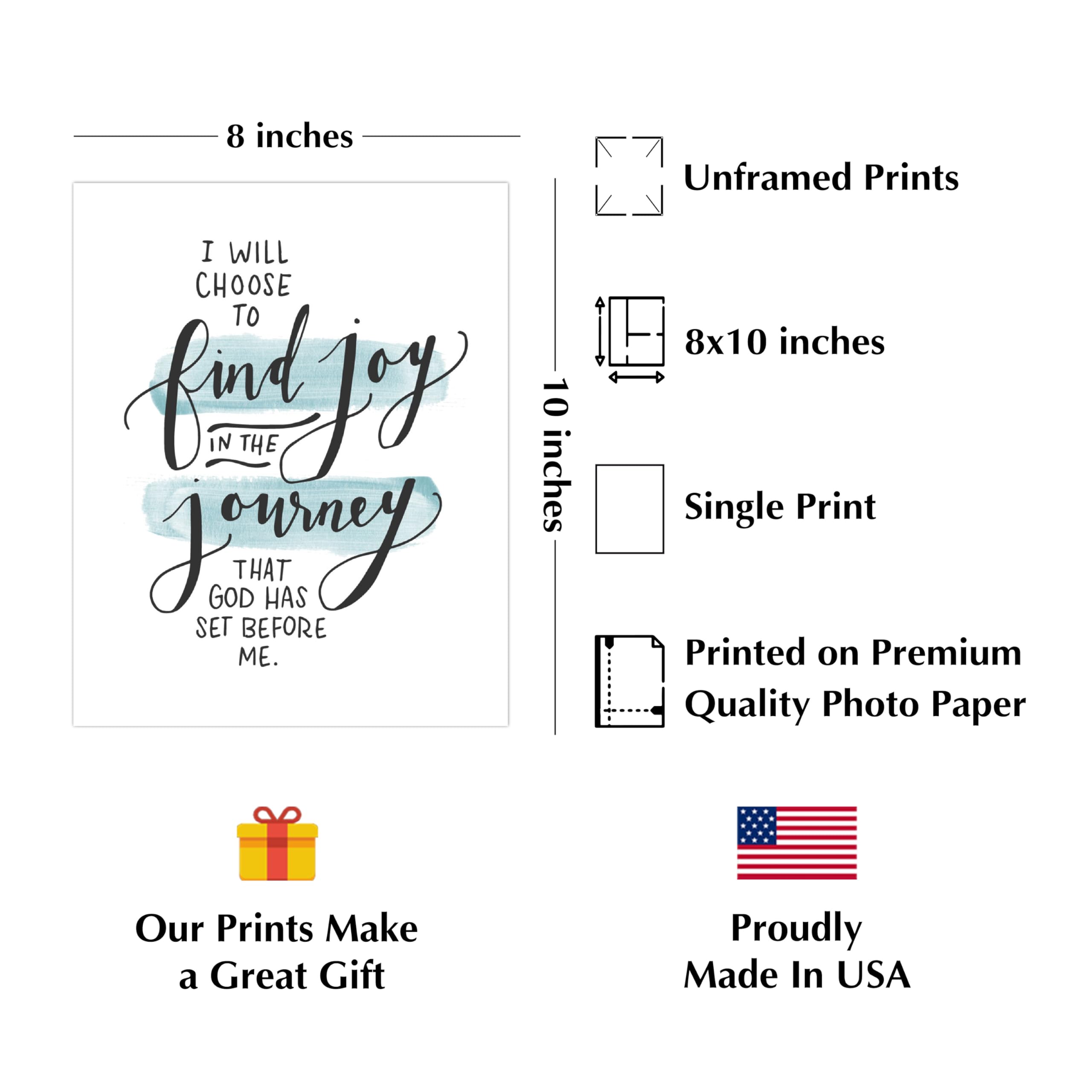 Inspiring 'Find Joy In The Journey' Christian Wall Art Print - 8x10