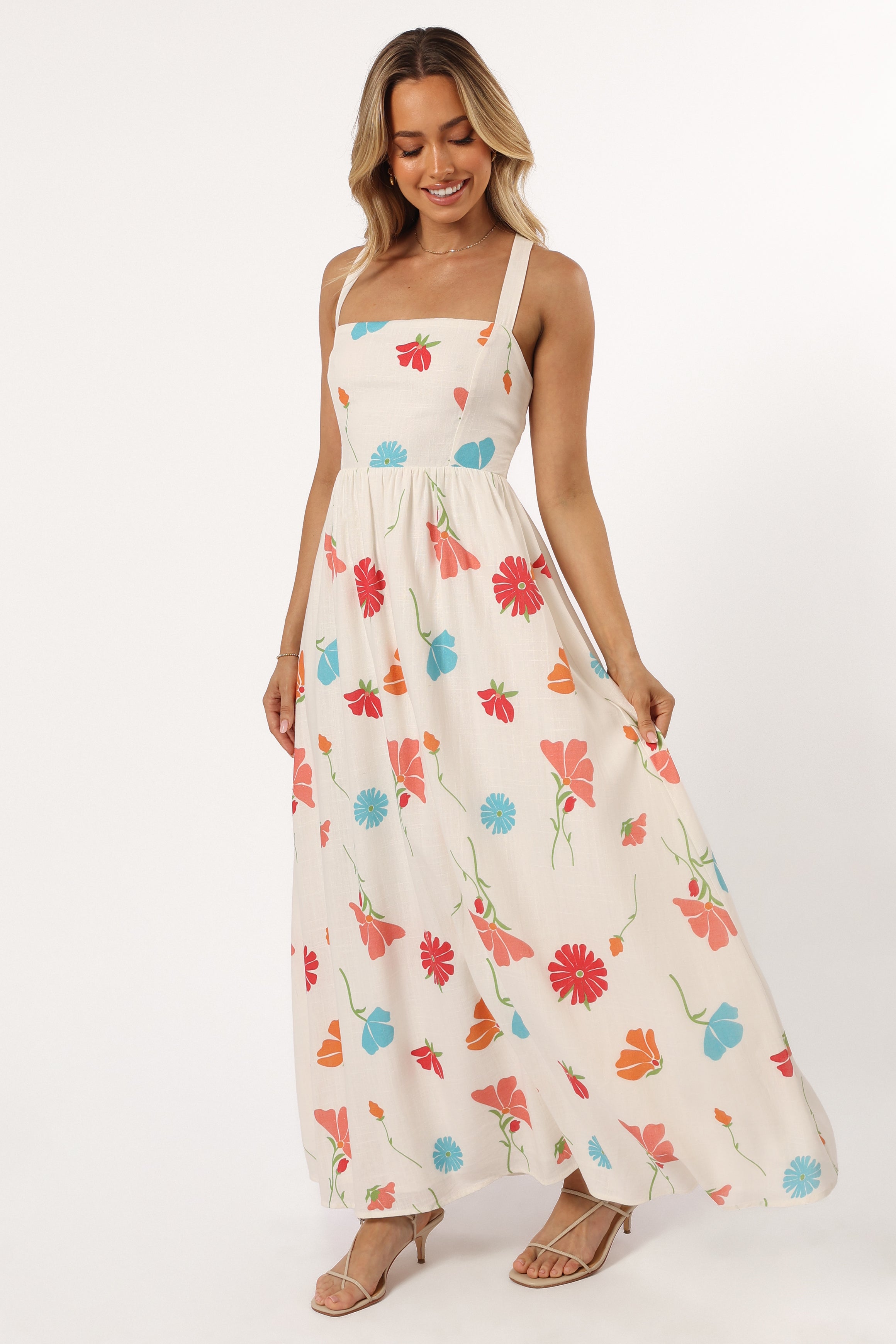 Hazel Maxi Dress - Multi Floral Print Women's Summer Dress | Boho Flowy Beach Dress for Vacation, Party & Casual Wear