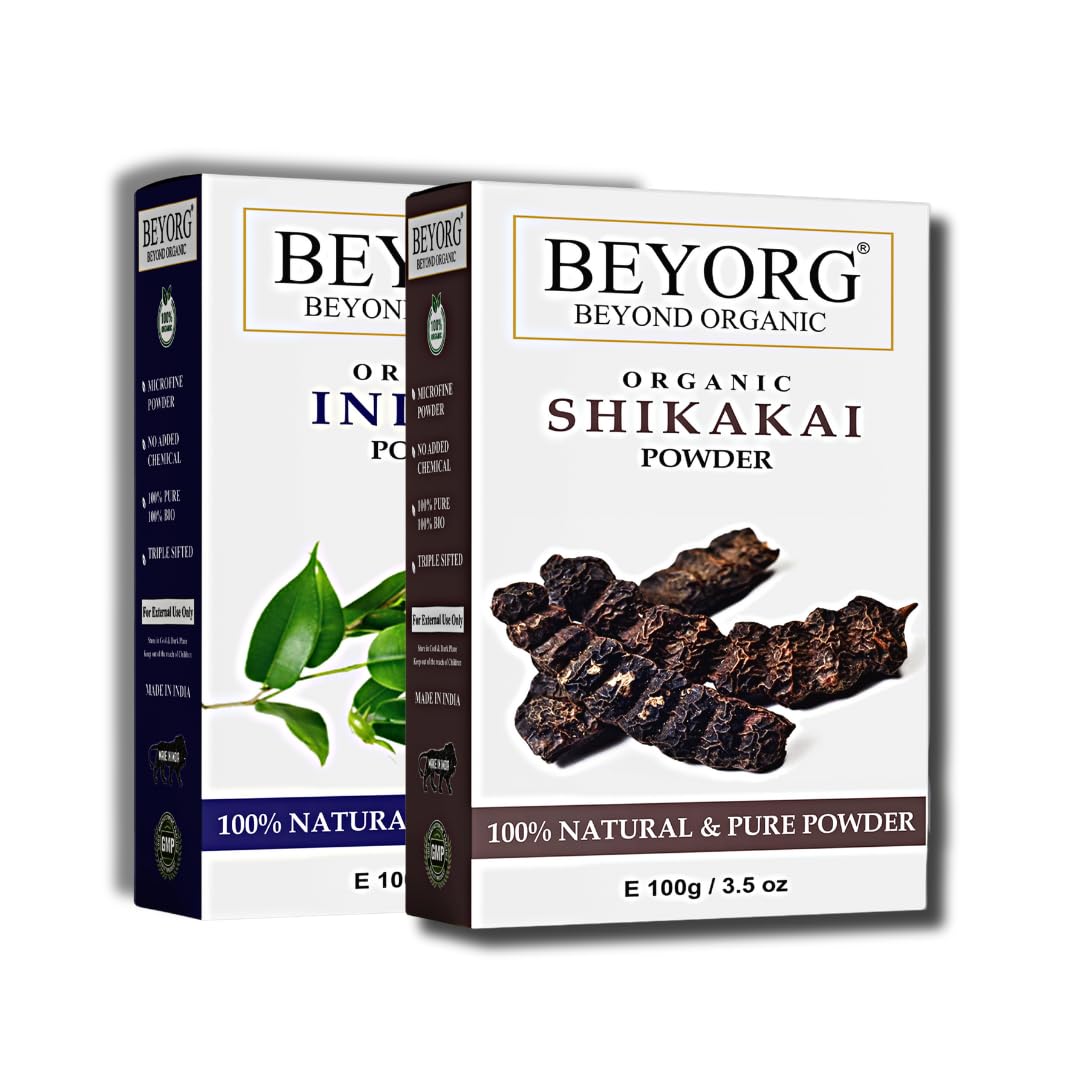 Organic Indigo & Shikakai Powder for Frizzy Hair - Natural Hair Care with Acacia Concinna | Strengthens, Nourishes & Conditions Hair | Perfect for Ayurvedic Hair Wash & Scalp Treatment at Home