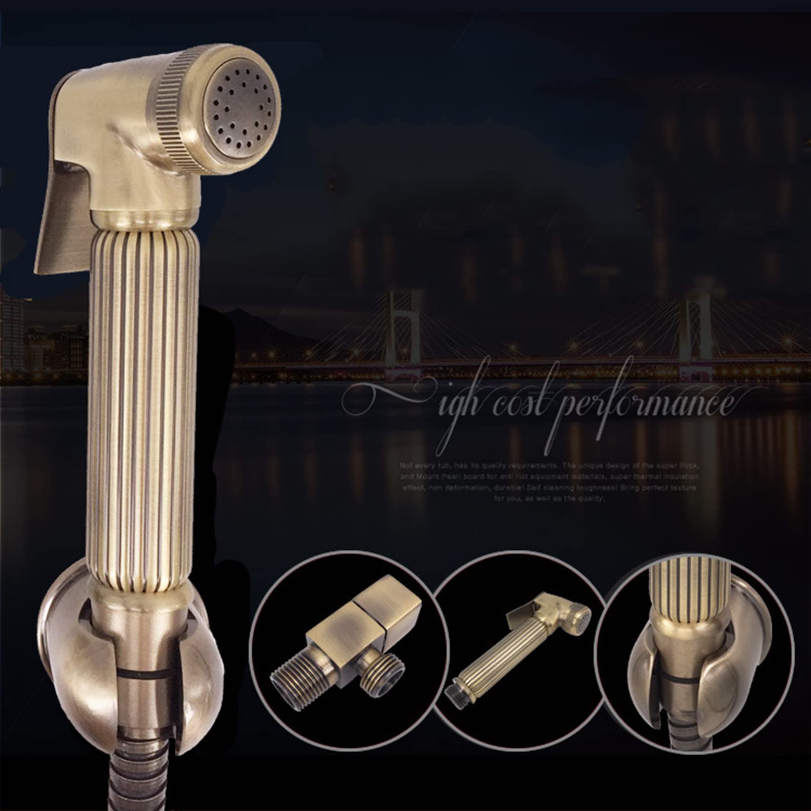 Portable Handheld Bidet Sprayer for Toilet - Brushed Brass Diaper Sprayer with Hose & Bracket - Easy Install for Feminine Wash & Baby Cloth Cleaning | Perfect for Bathroom Hygiene & Postpartum Care