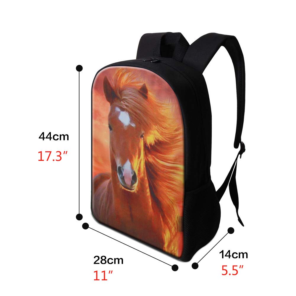 Stylish Plush Horse Print School Backpack for Men & Students - Durable Fashion Hiking Bag for College, Travel & Outdoor Adventures