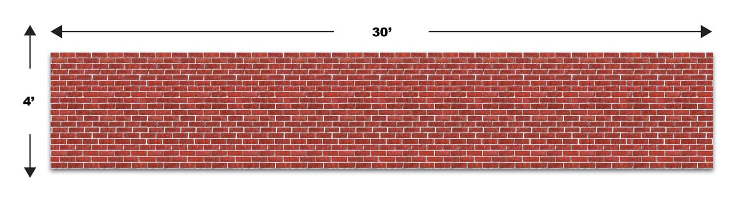 Beistle Brick Wall Backdrop 4' x 30' - 2 Pack Photo Background for Christmas Party, 1920s Themed Events & Photography | Easy-to-Install Wall Covering for Home Decor, Birthday Parties & Studio Shoots