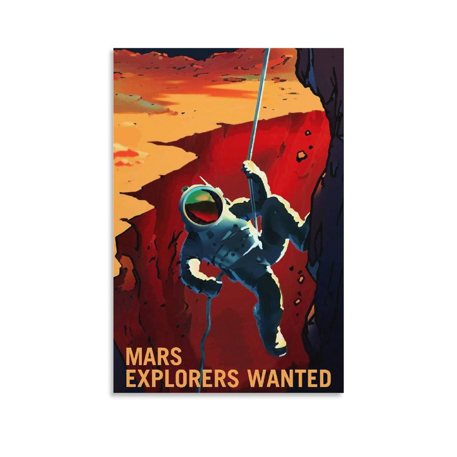 NASA Mars Explorers Wanted Vintage Space Poster - 12x8 Inch (30x20cm) Unframed Canvas Wall Art for Home & Office Decor - Perfect for Living Room, Bedroom or Space Theme Party Decoration
