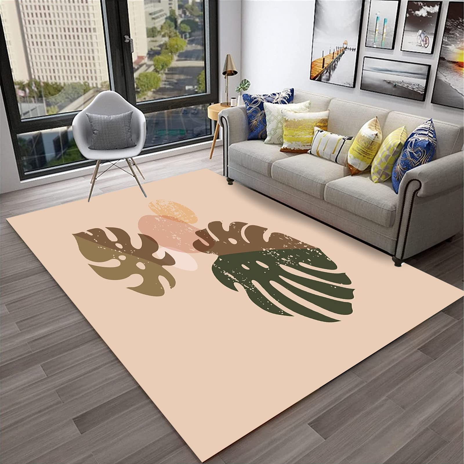 Boho Tropical Leaves 3D Print Non-Slip Area Rug - 1.3x2ft Soft Floor Mat for Living Room, Bedroom, Kitchen & Dorm Decor - Perfect for Home, Office & Yoga Space