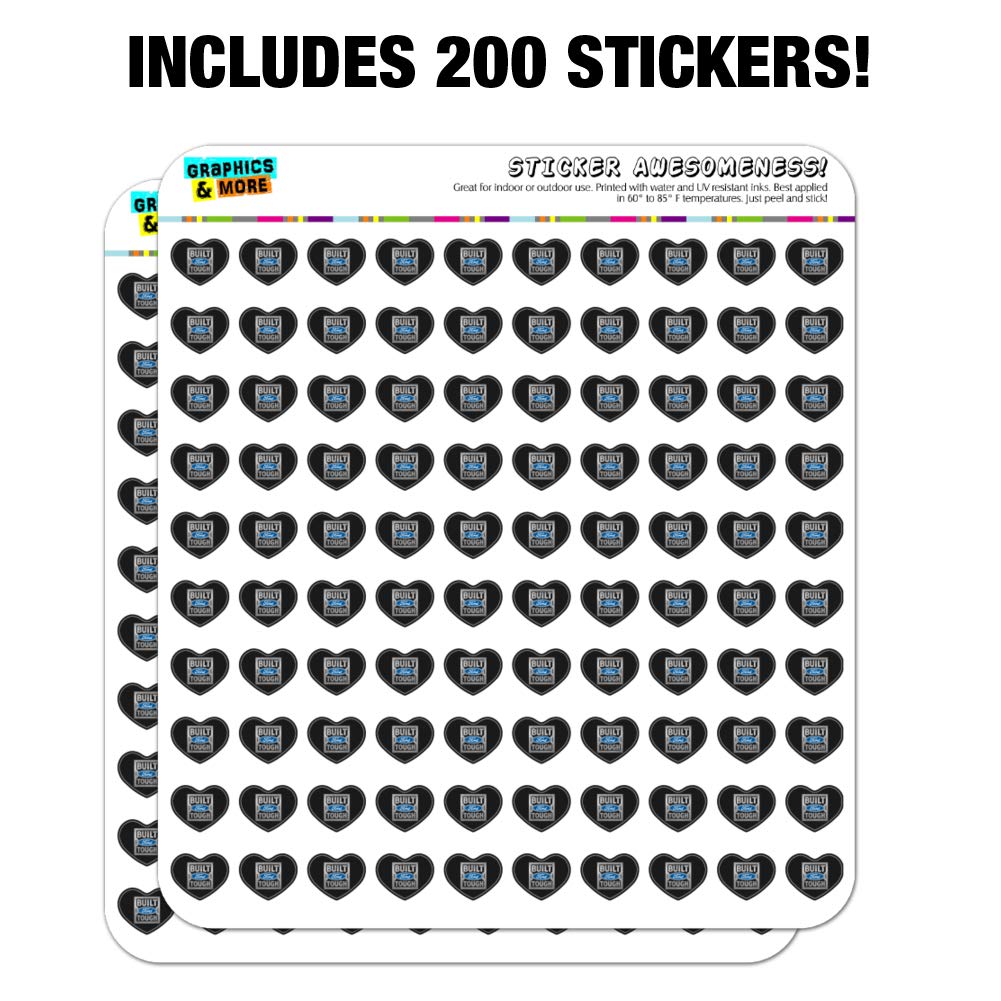 Ford Built Ford Tough Heart Shaped Stickers - Planner, Calendar & Scrapbook Decorative Craft Supplies for DIY Projects, Journaling & Memory Keeping