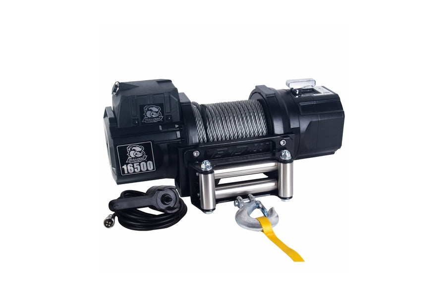 Bulldog Winch HD 16500lb Winch with 80ft Synthetic Rope - Heavy Duty Off-Road Recovery & Towing for Trucks, Jeeps, ATVs