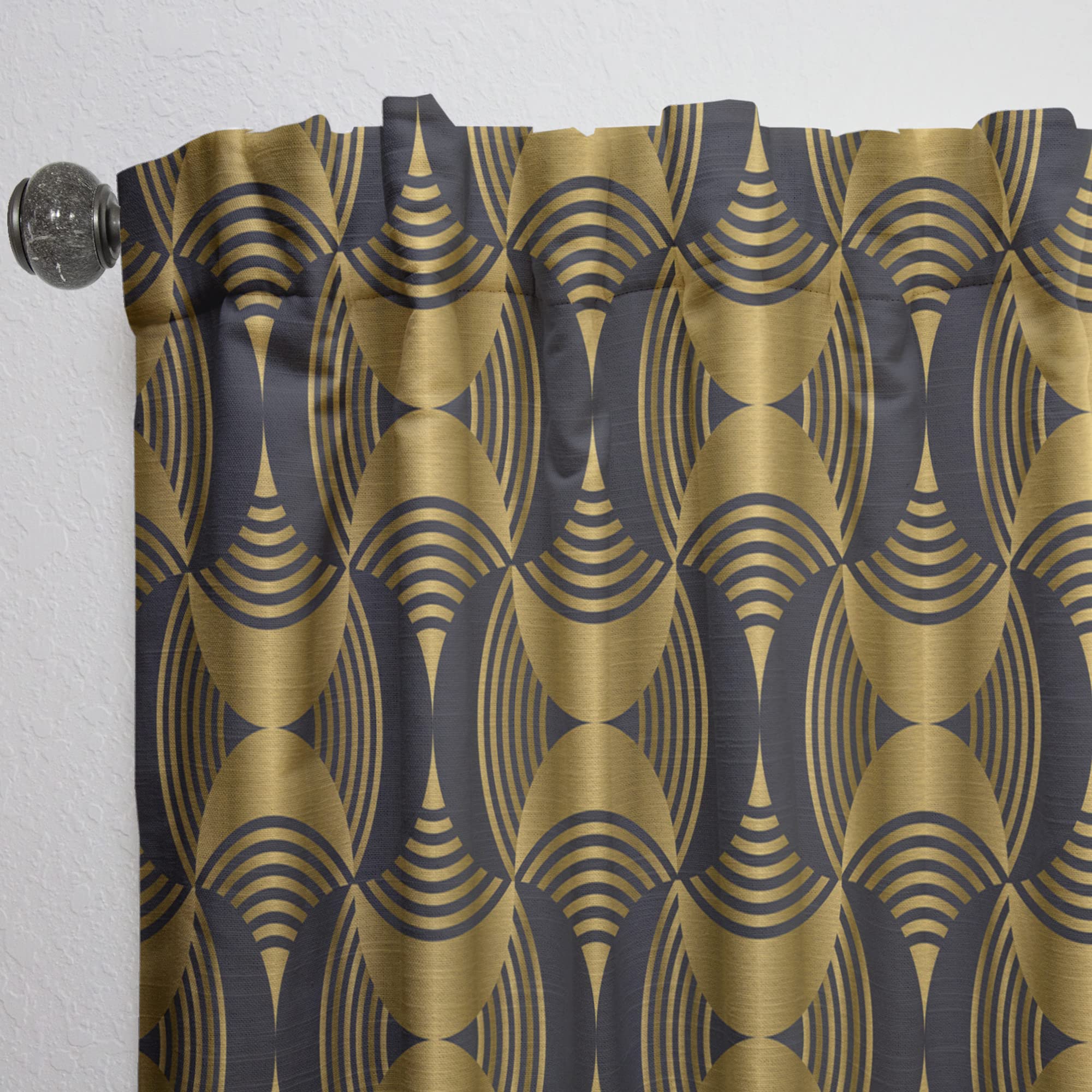 DesignQ Art Deco Style Modern Pattern Thermal Insulated Curtains - Single Panel 52x108 - Elegant Window Treatments for Bedroom & Living Room | Perfect for Home Decor, Light Control & Privacy