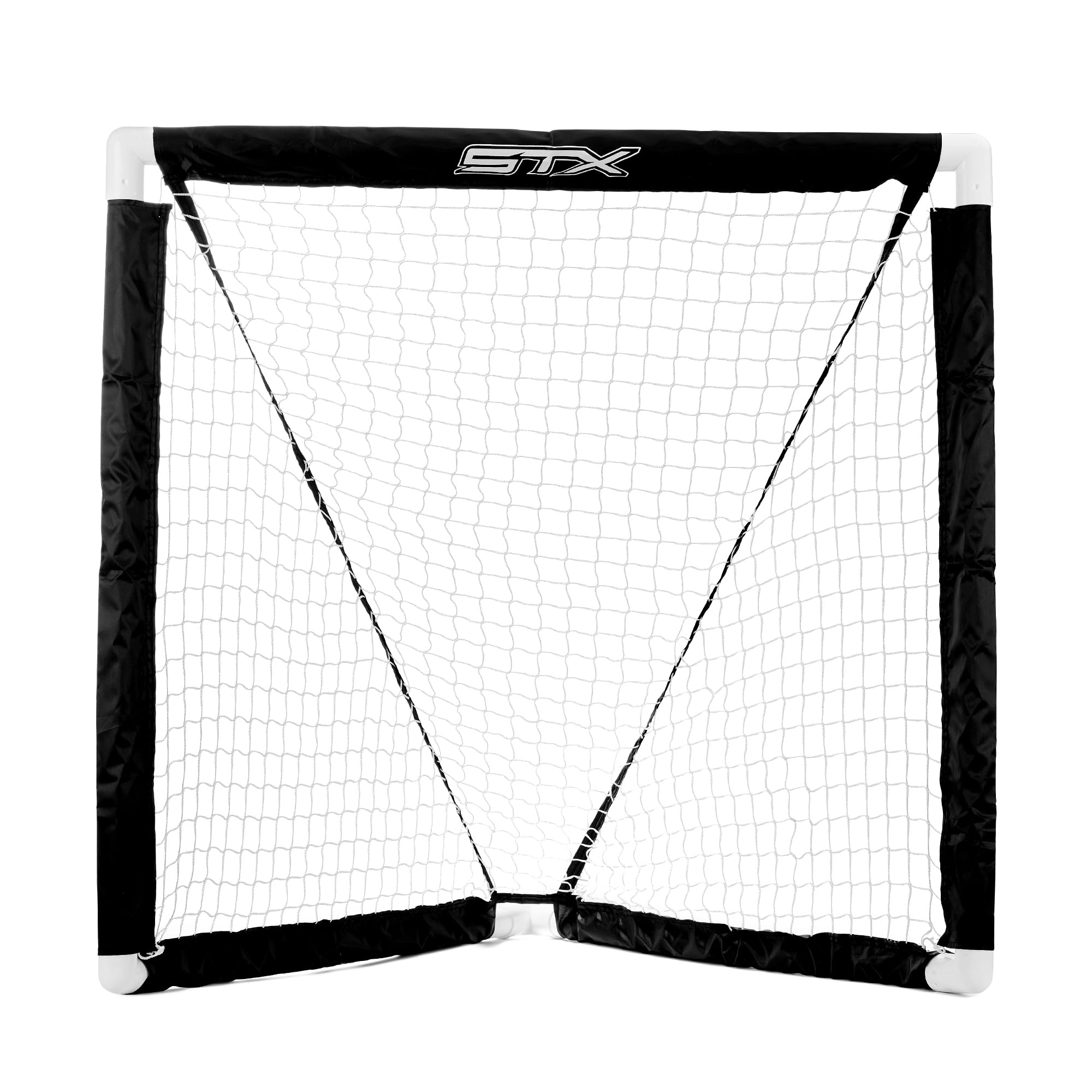 STX Fiddle STX 3-Player Lacrosse Game Set - Includes 2 Field Player Sticks, 1 Goalie Stick, Mini Goal & Balls (White/Grey) - Perfect for Backyard Games, Team Practice & Youth Sports Training