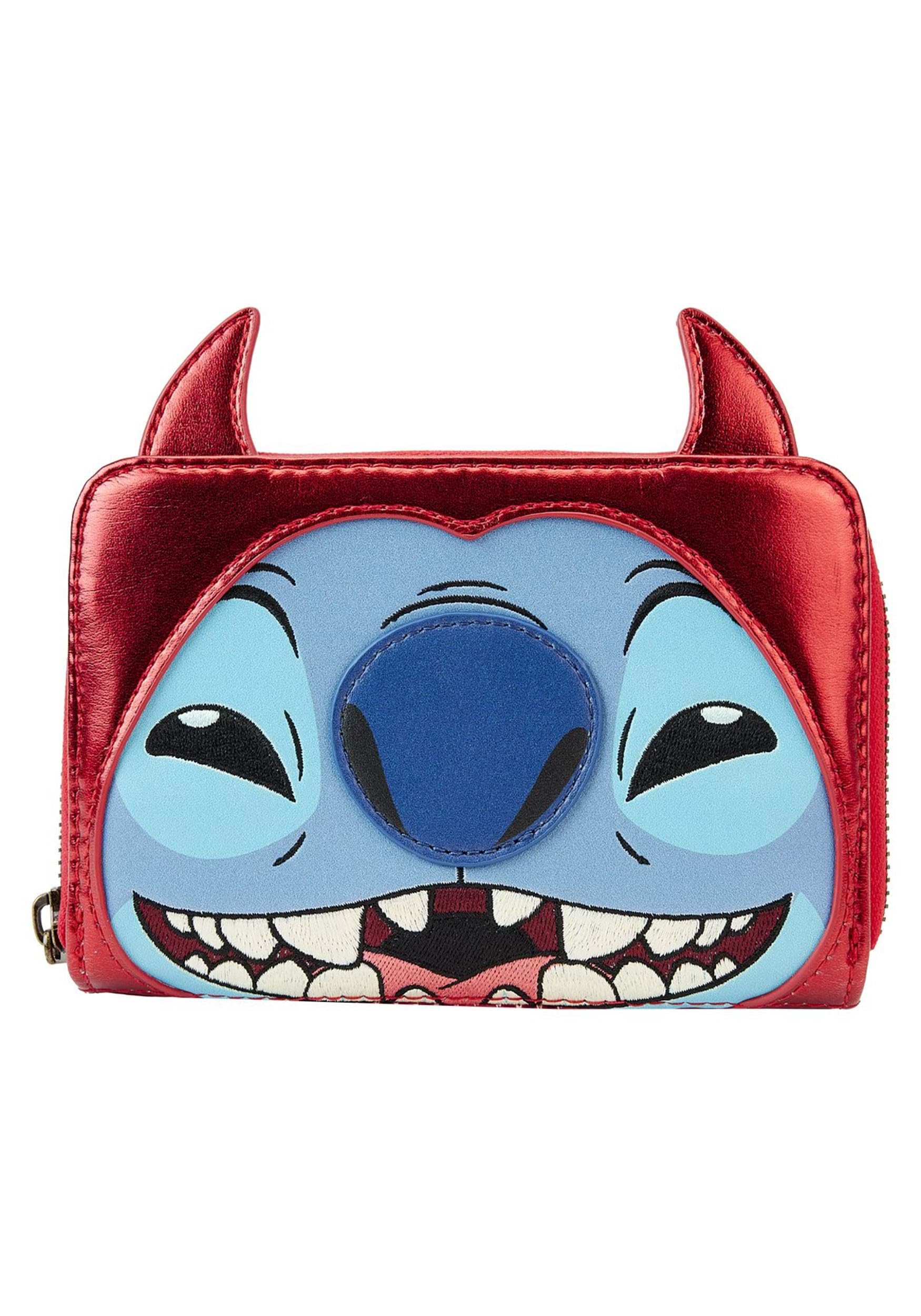 Loungefly Disney Stitch Devil Zip Faux Leather Wallet - Cute Anime Character Wallet for Women, Girls | Perfect for Cosplay, Collectors & Disney Fans