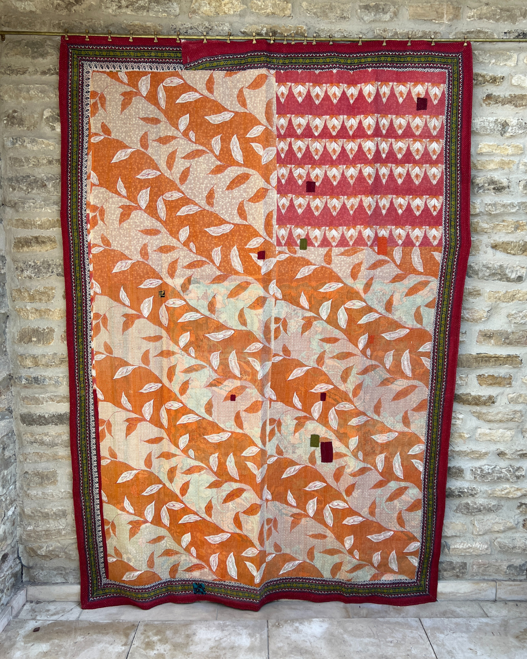 Premium Midweight Kantha Quilt No. 797 - Handmade Cotton Throw Blanket for Bed, Sofa & Cozy Home Decor - Perfect for Bedroom, Living Room & Gift Giving