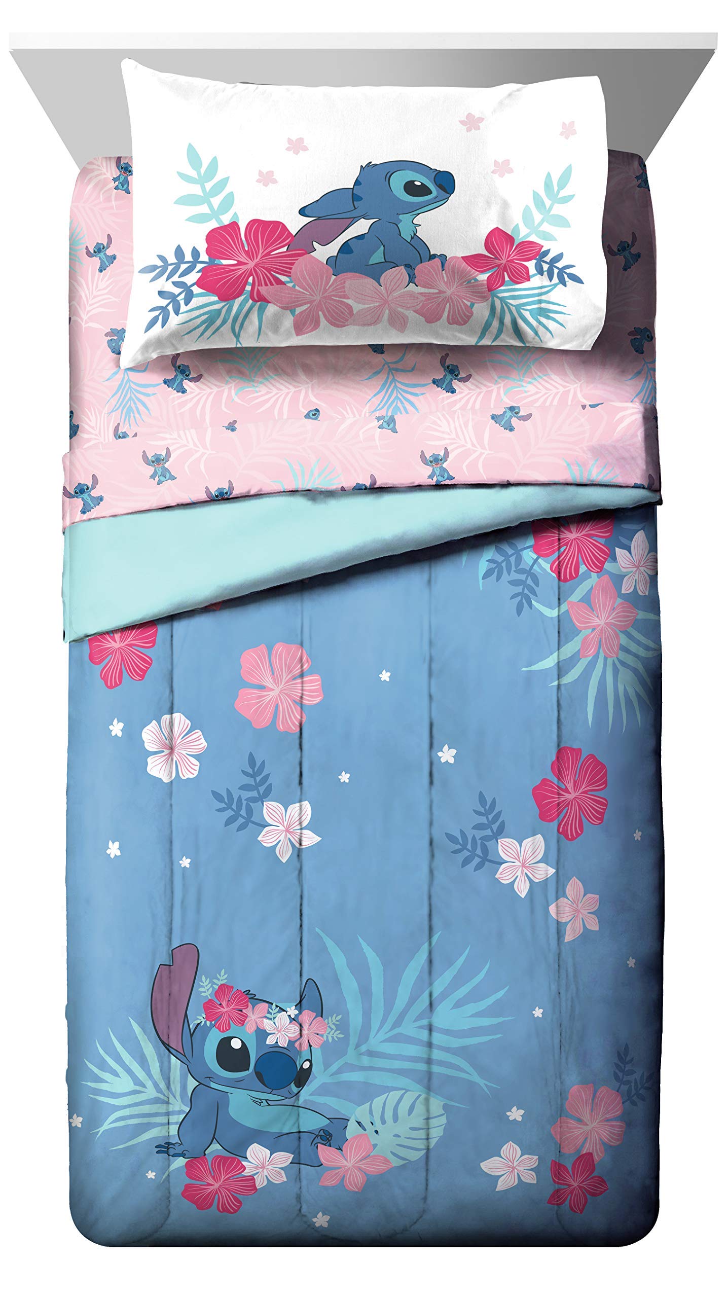 Disney Lilo & Stitch Paradise Dream 11-Piece Full Bedding Set - Includes Comforter, Fitted Sheet, Pillowcases - Perfect for Kids' Bedrooms, Themed Rooms & Disney Fans