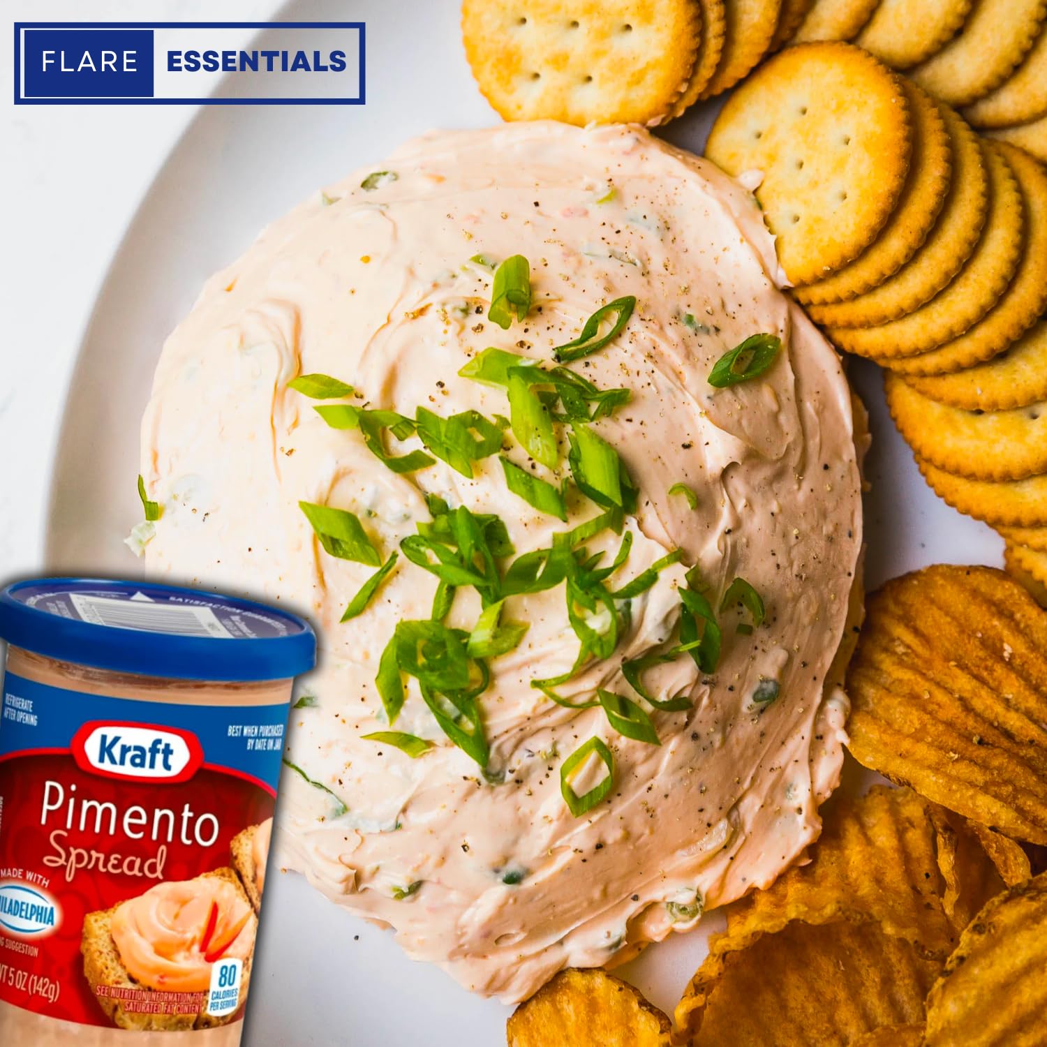 Kraft Pimento Spread with Philadelphia Cream Cheese - 5 oz Jar Bundle with Spreaders & Cheese Knife - Perfect for Crackers, Sandwiches, and Charcuterie Boards