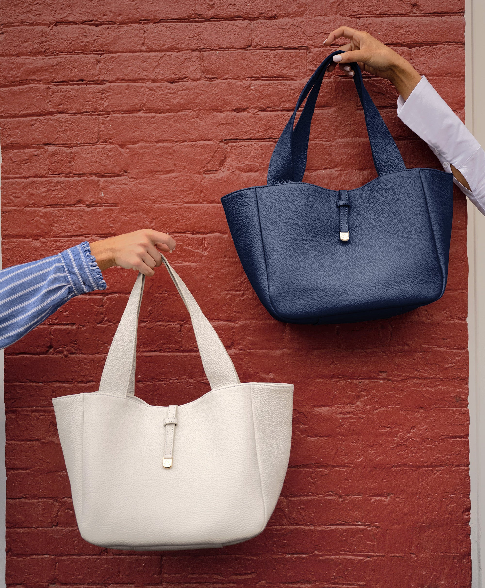 Premium Mercer Tote Bag in Navy Pebble Grain Leather - Stylish Women's Work Bag for Office, Travel & Everyday Use
