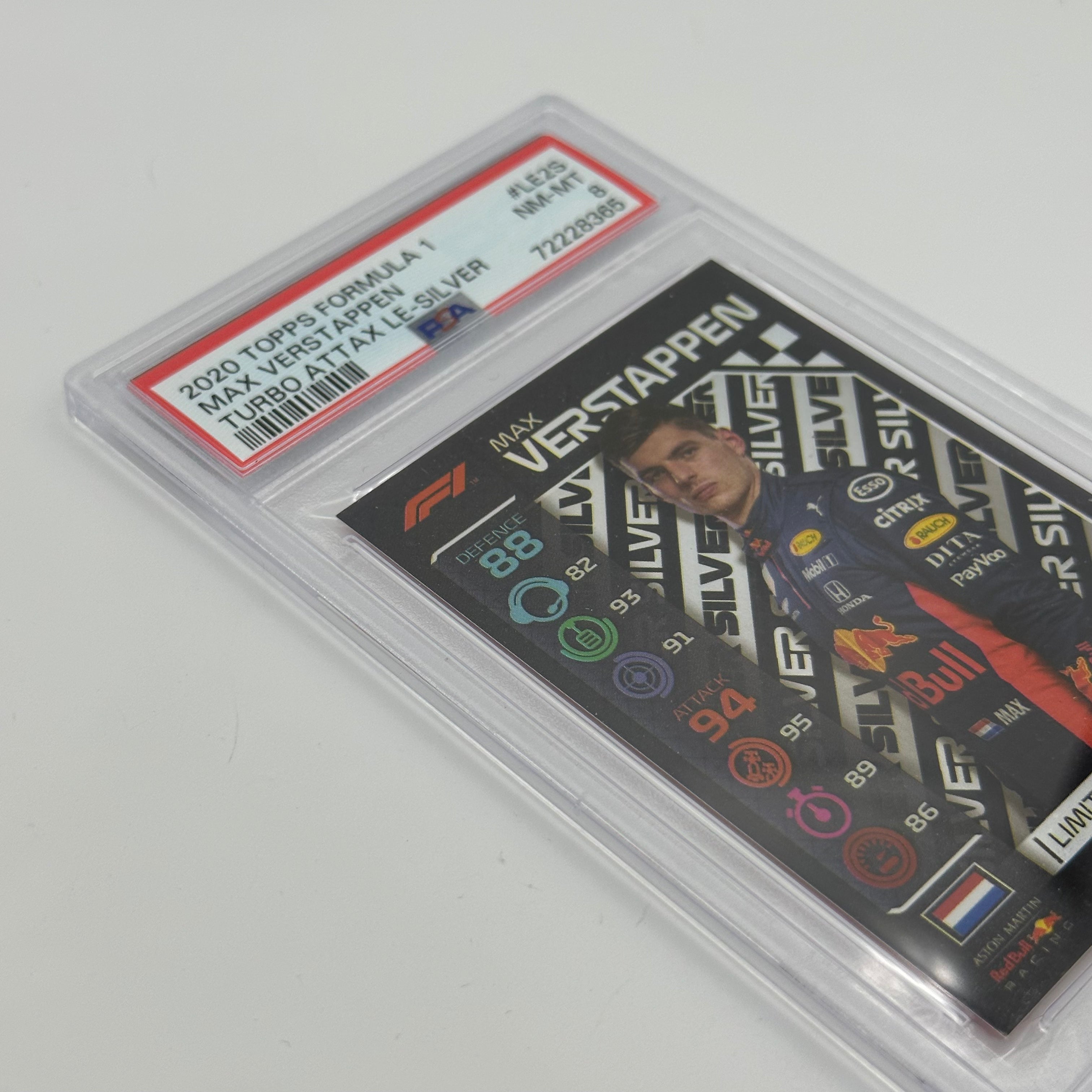 PSA 8 Graded Max Verstappen #LE2S Limited Edition Silver F1 Racing Card - Perfect for Collectors, Sports Memorabilia & Investment