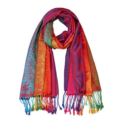 Elegant Elephant Print Double Sided Knit Scarf for Women - Soft Long Wrap Shawl for Winter, Fall Fashion Accessory | Perfect for Office, Travel and Casual Outfits