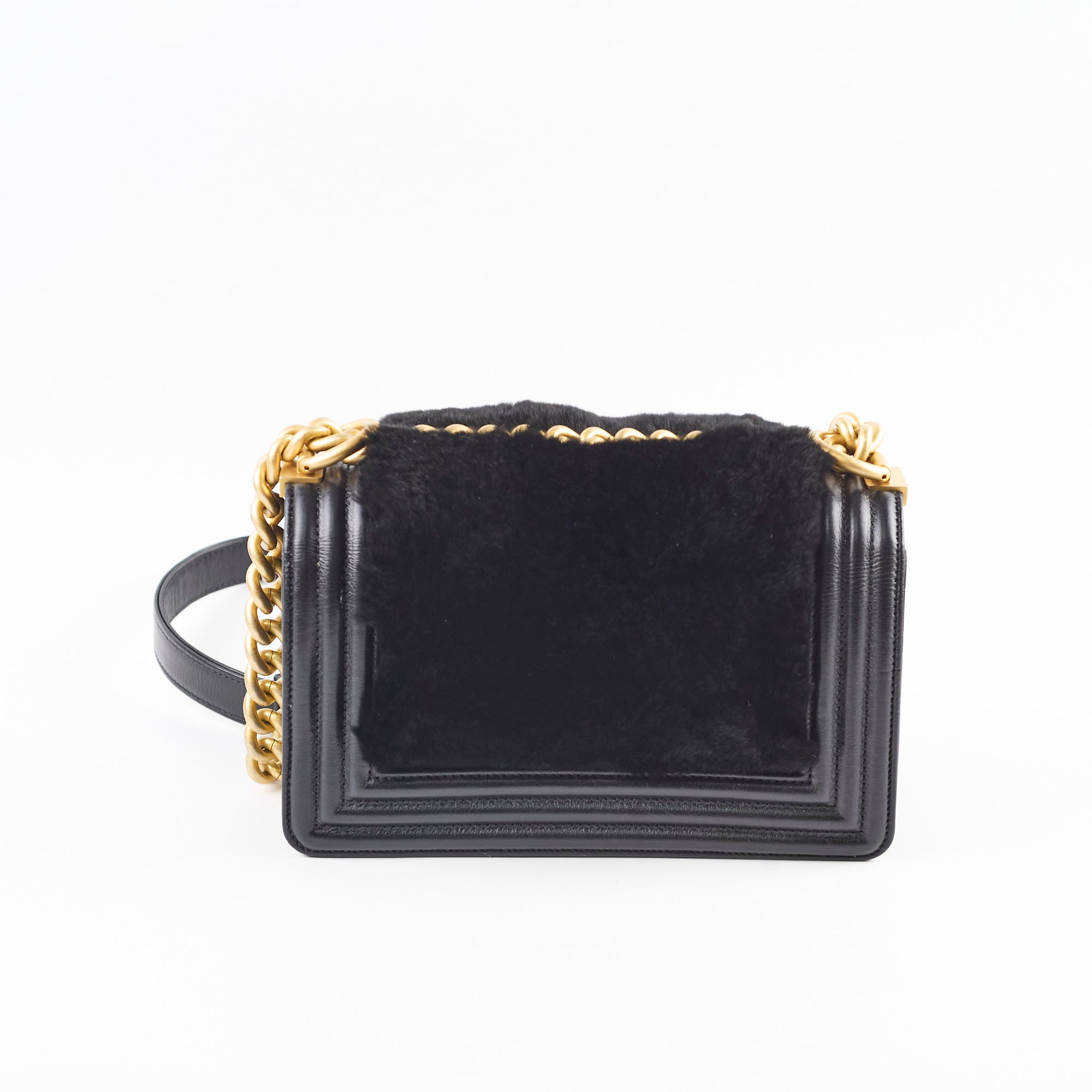 Chanel Boy Black Fur Handbag - Luxury Quilted Leather Crossbody Bag for Women | Perfect for Evening Parties, Date Nights & Special Occasions