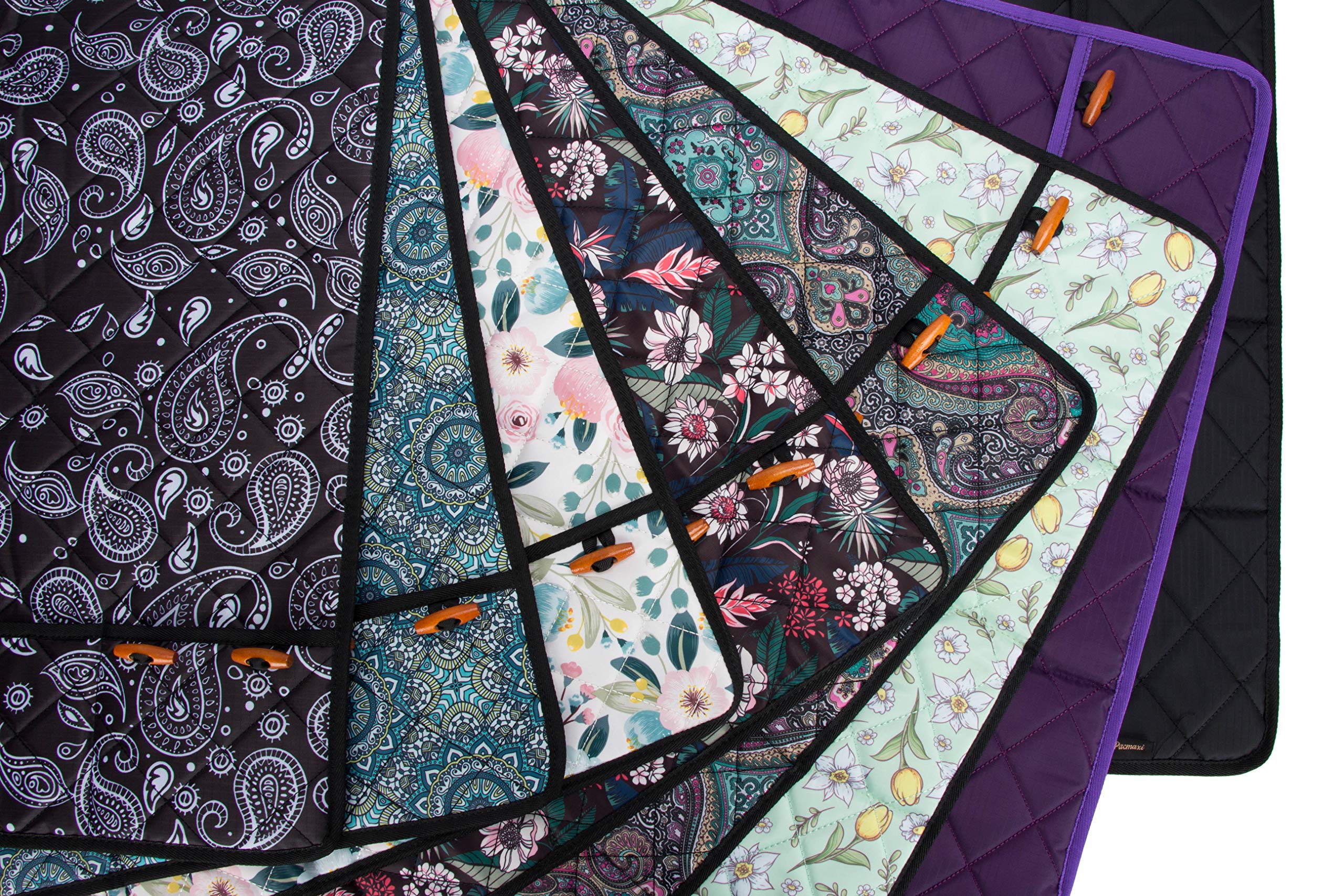 PACMAXI Sewing Machine Pad for Table with Pockets - Non-Slip Quilting Mat with Storage Organizer for Needles, Thread & Accessories (Mandala Pattern) - Perfect for Sewing, Quilting & Crafting Workspaces