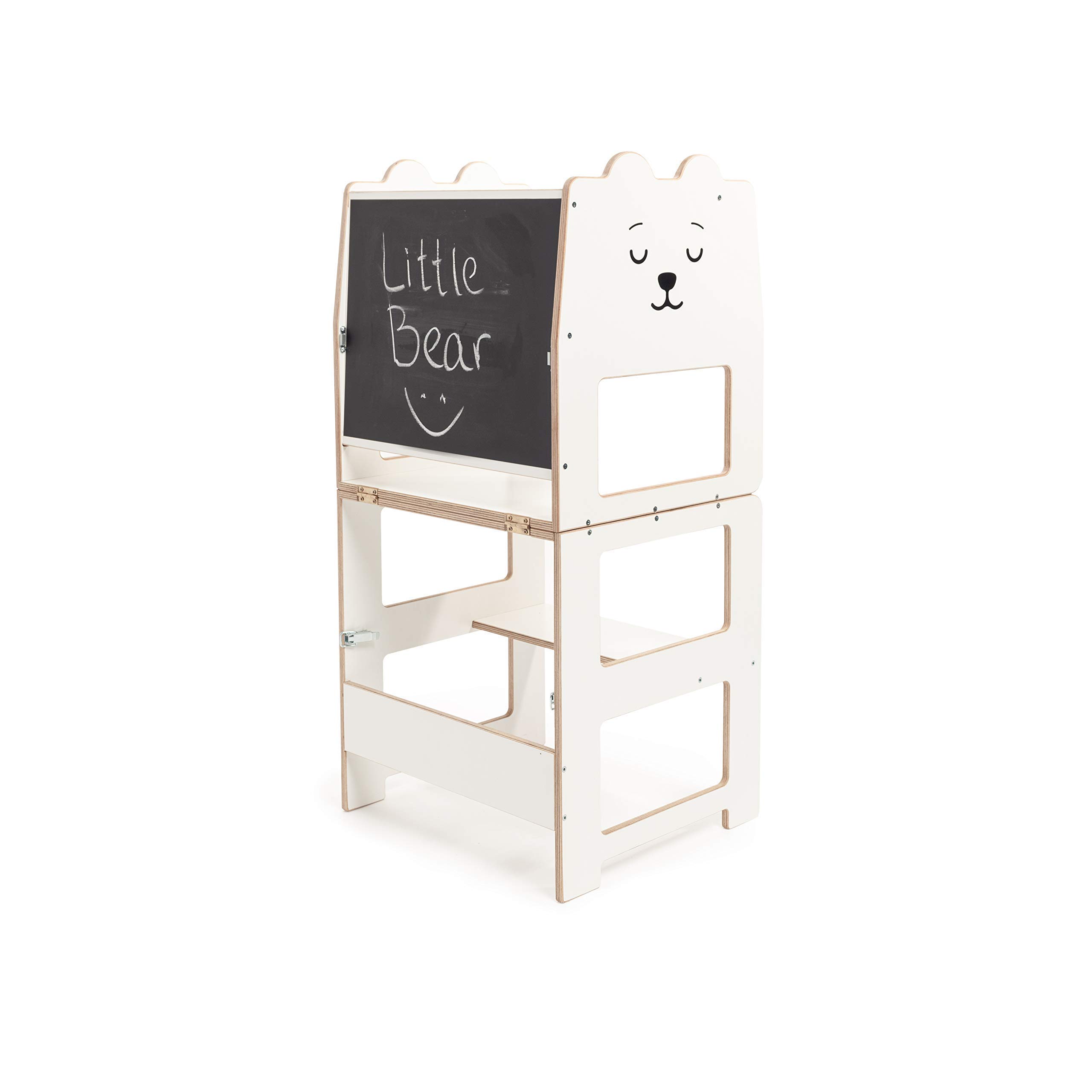 Convertible Kitchen Helper Stool for Toddlers - Adjustable Learning Tower with Blackboard | Safe Step-Up Stool for Kids Baking, Cooking & Learning Activities