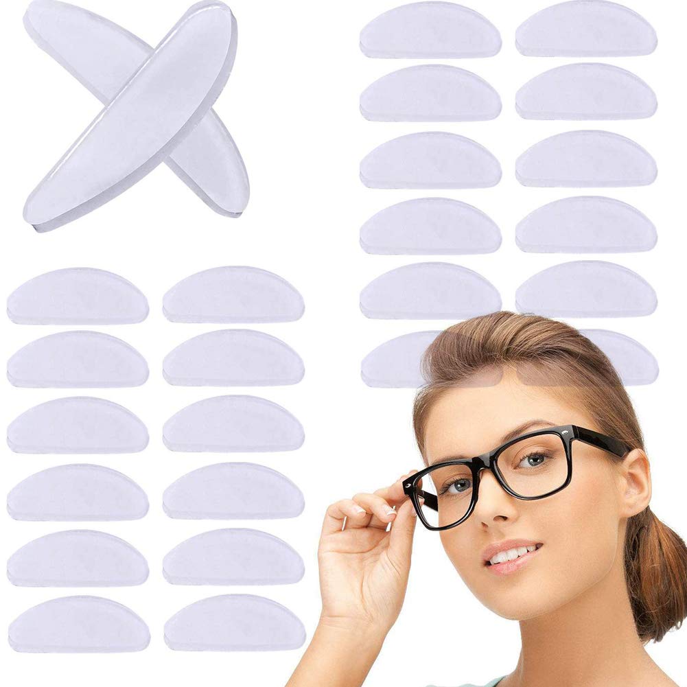 Anti-Slip Soft Silicone Eyeglass Nose Pads - 20 Pairs for Glasses, Sunglasses & Reading Glasses - Comfortable Non-Slip Adhesive Nose Pads for All-Day Wear (Work, Driving, Reading)