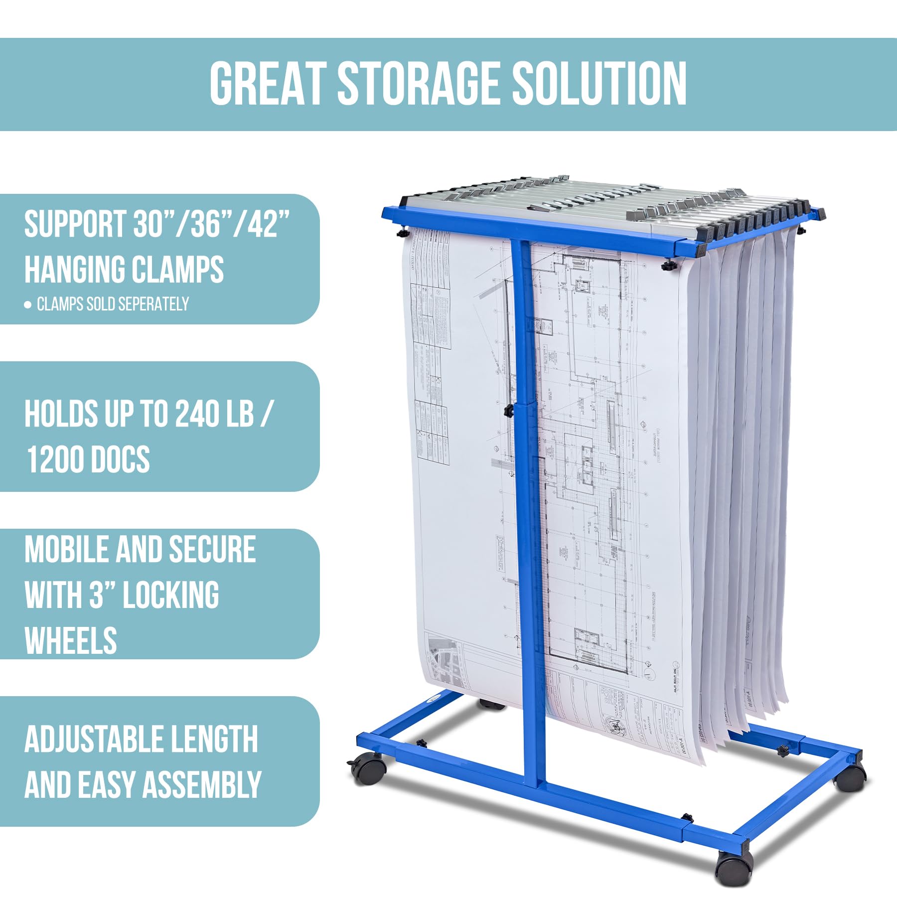 Adir Adjustable Blueprint Holder - Portable Construction Plan Organizer for Jobsite & Office - Perfect for Architects, Engineers, and Contractors