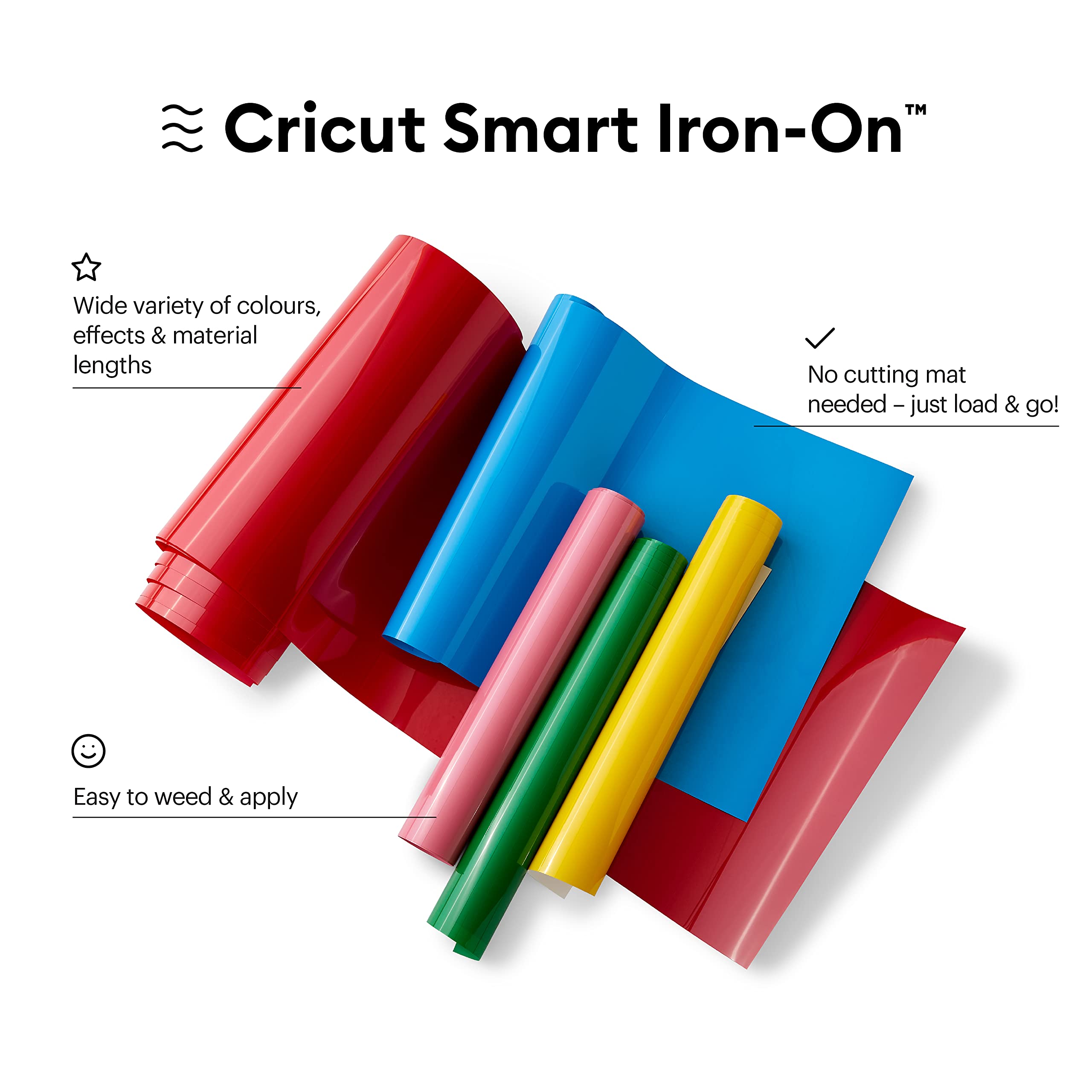 Premium Cricut Smart Iron-On Heat Transfer Vinyl Roll - Black - 2.7m (9ft) HTV for Cricut Explore 3 & Maker 3 - Perfect for DIY T-Shirts, Tote Bags & Home Decor Projects