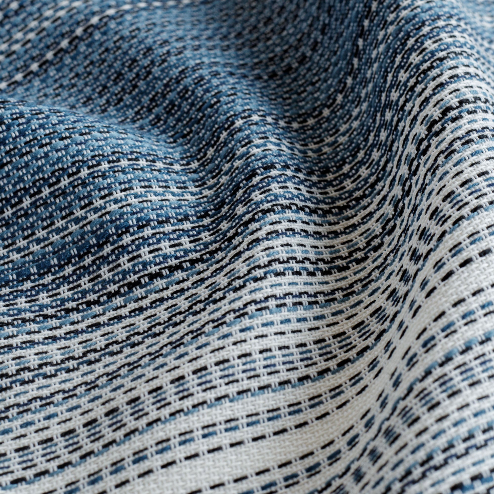 Mateo Stripe InsideOut Fabric - Indigo Blue Cotton Blend for DIY Upholstery, Home Decor & Craft Projects