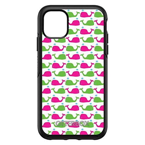Green Pink Cartoon Whales On Black Case
