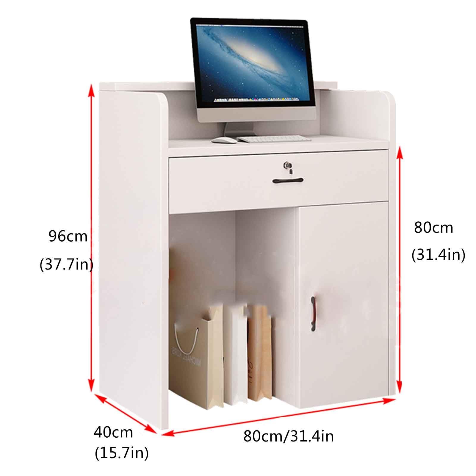 Modern Reception Desk 80cm/31.4in - Standing Reception Counter, Checkout Counter, Small Front Desk for Office, Retail Store & Hotel Lobby - Durable Store Counter for Professional Business Spaces