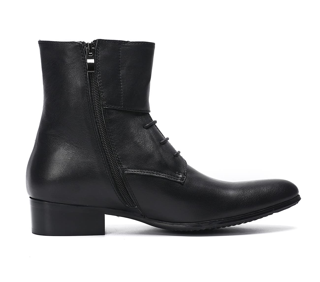 **Santimon Genuine Leather Cowboy Boots for Men - Western Chelsea Boots with Zipper & Buckles | Formal Dress, Casual Party, Prom, Wedding, Ballroom, Motorcycle Riding**