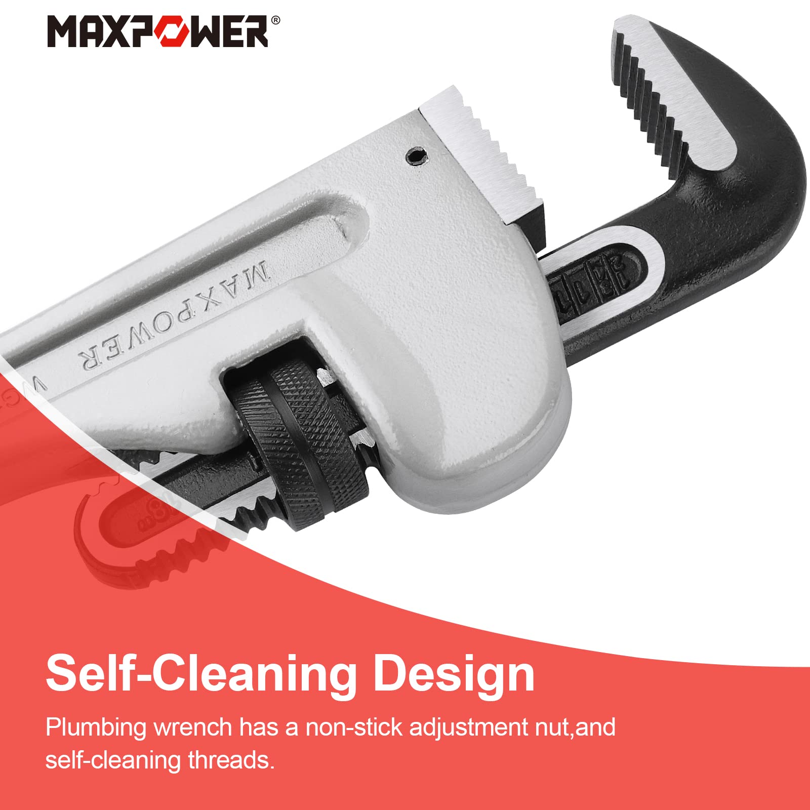 MAXPOWER 18-Inch Heavy Duty Pipe Wrench & 14-Inch Offset Pipe Wrench Set - Professional Plumbing Tools for Home Repair, Pipe Fitting, and DIY Projects
