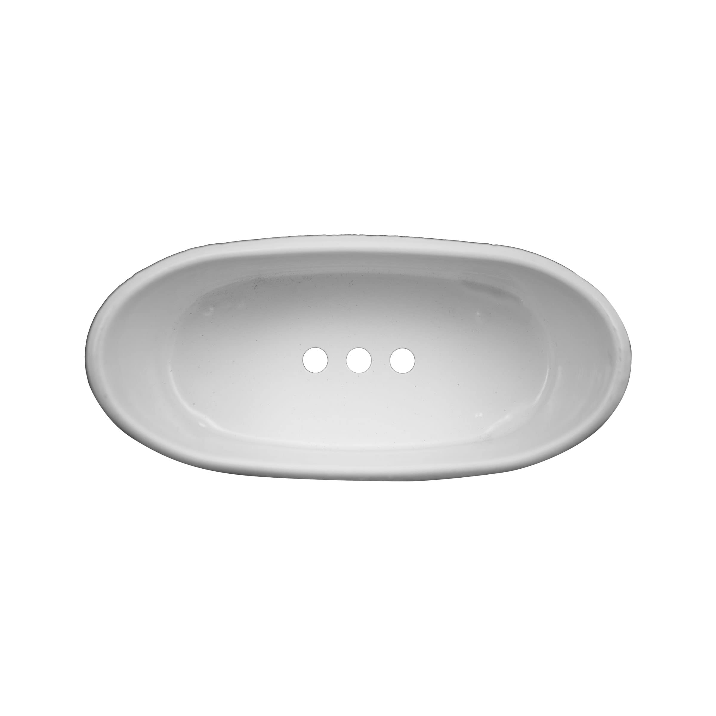 Foreside Home & Garden White Enamel Soap Dish with Wood Bead Feet - Rustic Bathroom Organizer for Bathtub, Shower, and Sink Countertop Decor