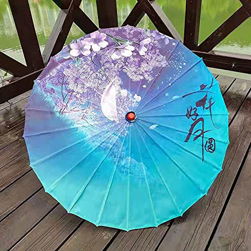 Chinese Style Oil Paper Umbrella - Handmade Bamboo & Floral Painted Rainproof Parasol for Cosplay, Hanfu, Traditional Events & Outdoor Photography