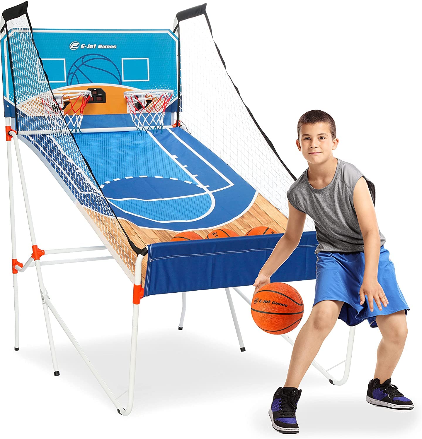 E-Jet Electronic Basketball Game Set - 16-in-1 Dual Shot Arcade Hoop for Kids, Boys & Girls - Fun Indoor Sports Gift for Children, Youth & Teens - Perfect for Birthday Parties, Game Rooms & Family Entertainment