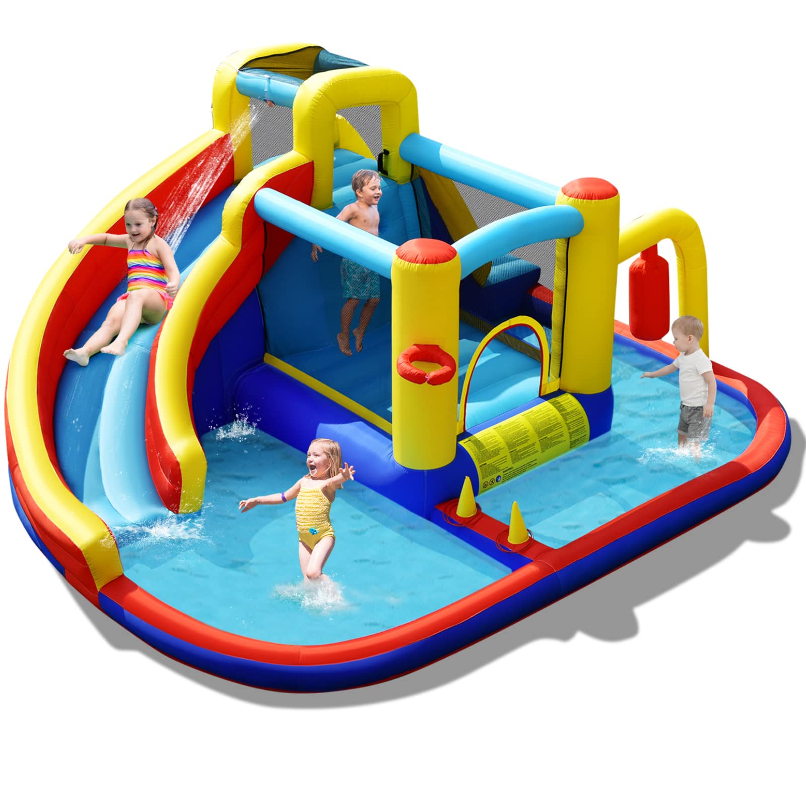 BOUNTECH Inflatable Water Slide - Mega Water Park Bounce House Combo with Splash Pool & Climbing Wall | Outdoor Backyard Fun for Kids & Adults | Perfect for Summer Parties, Birthday Gifts & Family Gatherings