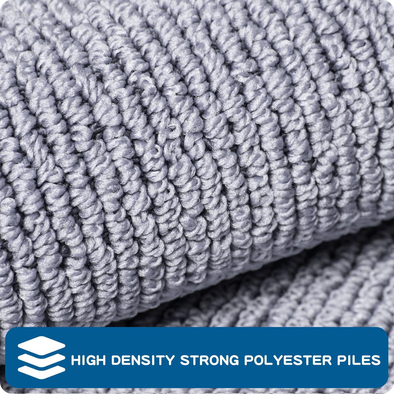 PURRUGS Machine Washable Non-Slip Kitchen Rugs Set of 2 (17x30 + 17x48 Inch) - Super Absorbent Anti-Skid Floor Mats for Sink, Laundry & High Traffic Areas - Soft Grey Runner Rugs for Home & Kitchen Decor