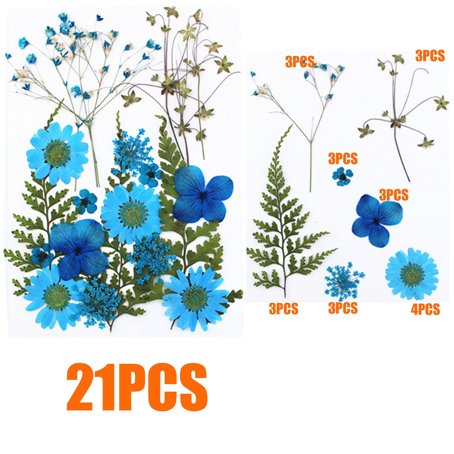 Woohome 126PCS Real Pressed Flowers Kit - Natural Dried Pressed Flowers for Resin Art, Nail Art, Scrapbooking, Candle & Jewelry Making - Premium Resin Craft Supplies for DIY Projects & Home Decor