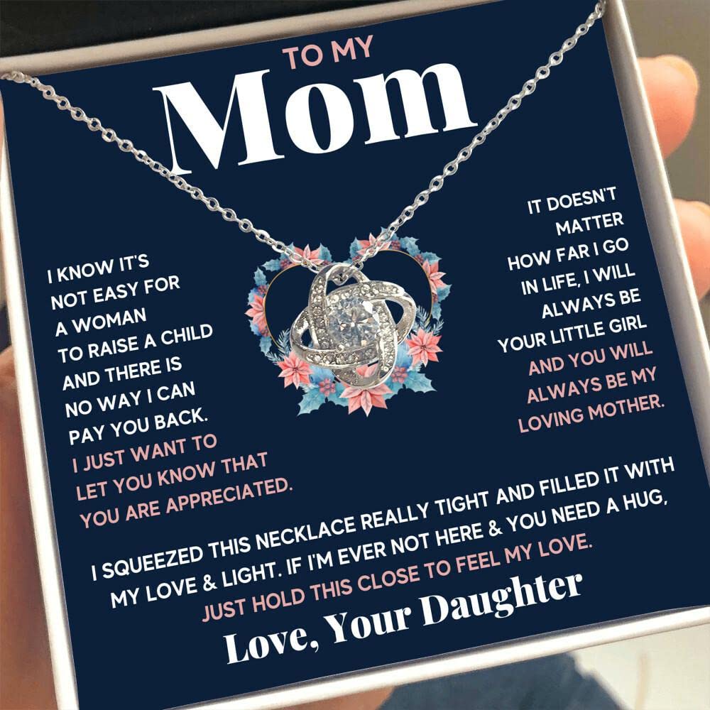 Mother Daughter Necklace Set - Sterling Silver Heart Pendant Jewelry Gift for Mom, Birthday, Christmas & Mother's Day - Engraved Message Card & Gift Box Included - Perfect for Anniversaries, Valentine's Day & Special Occasions