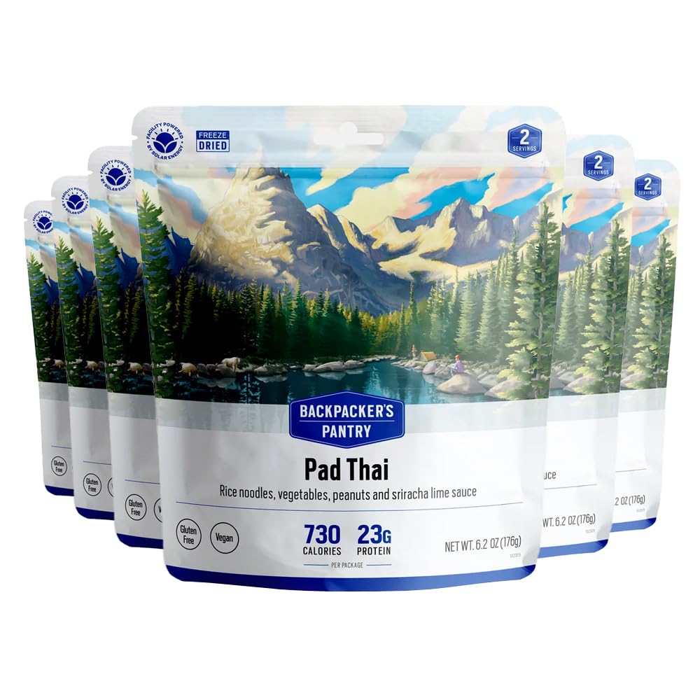 Backpacker's Pantry Pad Thai - Freeze Dried Camping & Backpacking Meal - High Protein Vegan Gluten-Free Emergency Food (23g Protein) - Perfect for Hiking, Camping Trips & Survival Kits