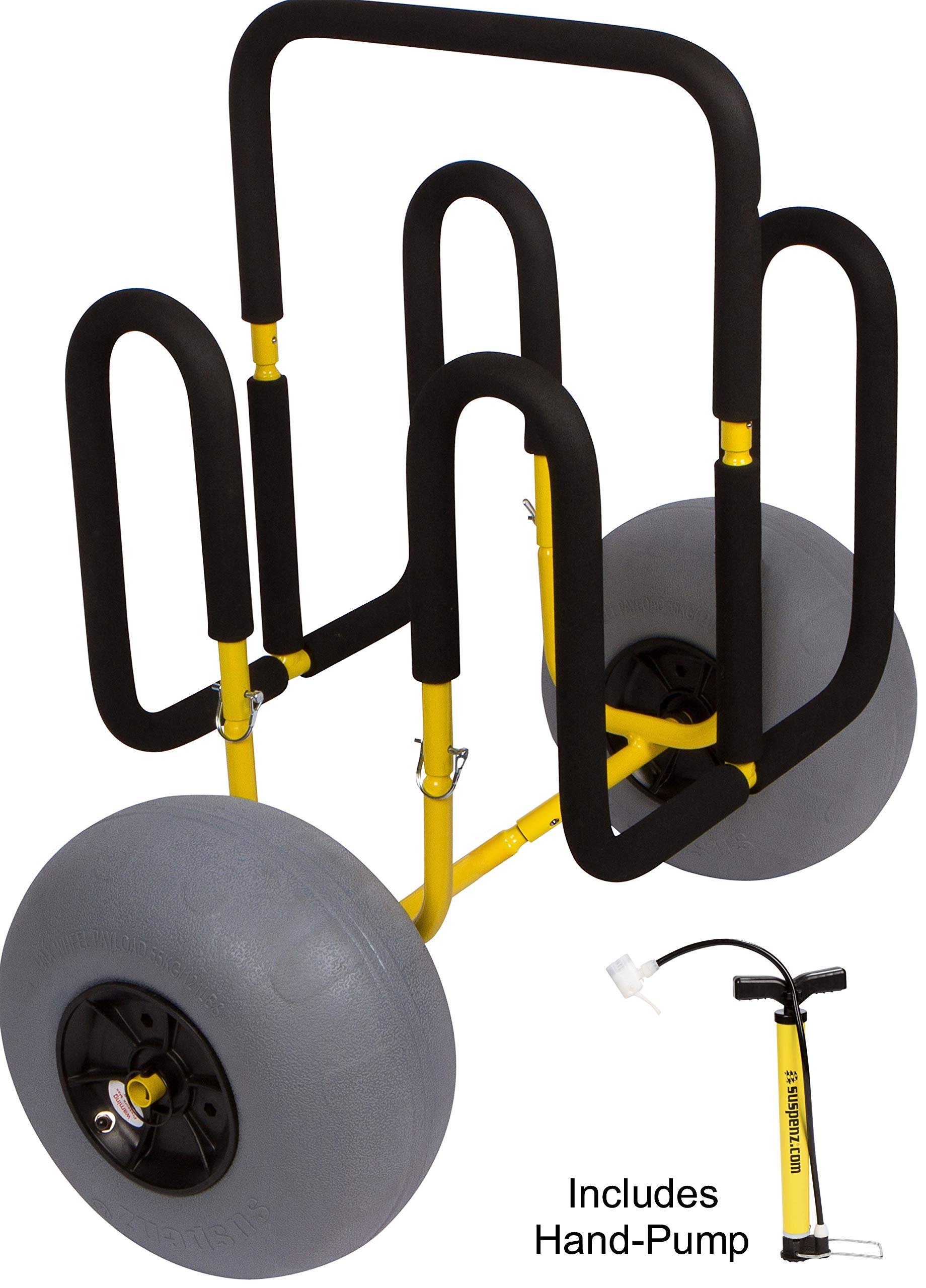 Suspenz Double-Up SUP Beach Cart with Balloon Wheels - Heavy Duty Sand Trolley for 2 Stand Up Paddle Boards & Surfboards (Model 22-9944) - Perfect for Beach, Lake, and Water Sports Gear Transport