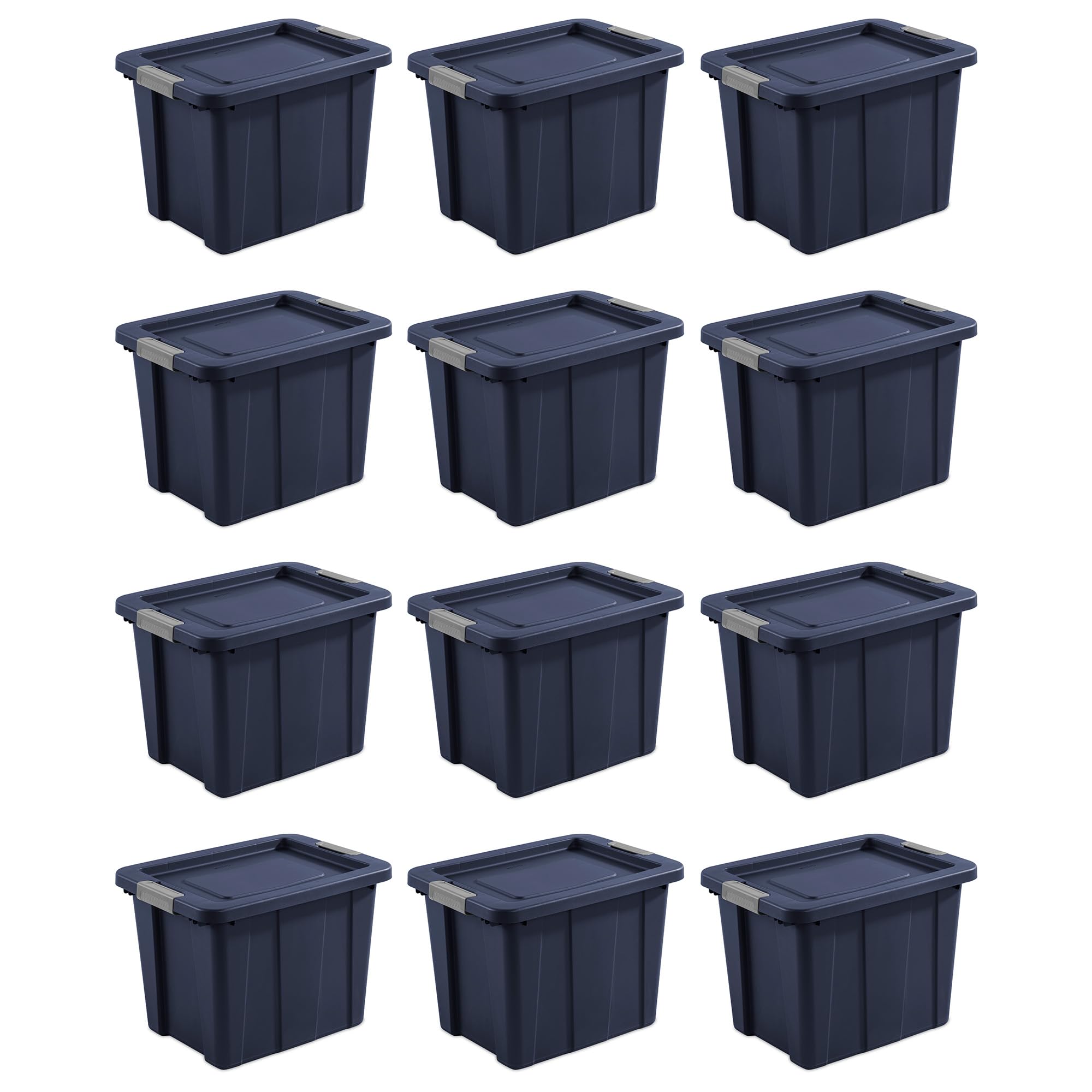 Sterilite 12-Pack 18 Gallon Heavy Duty Storage Bins with Lids - Durable Tuff1 Totes in Dark Indigo - Perfect for Home Organization, Garage Storage & Moving Supplies