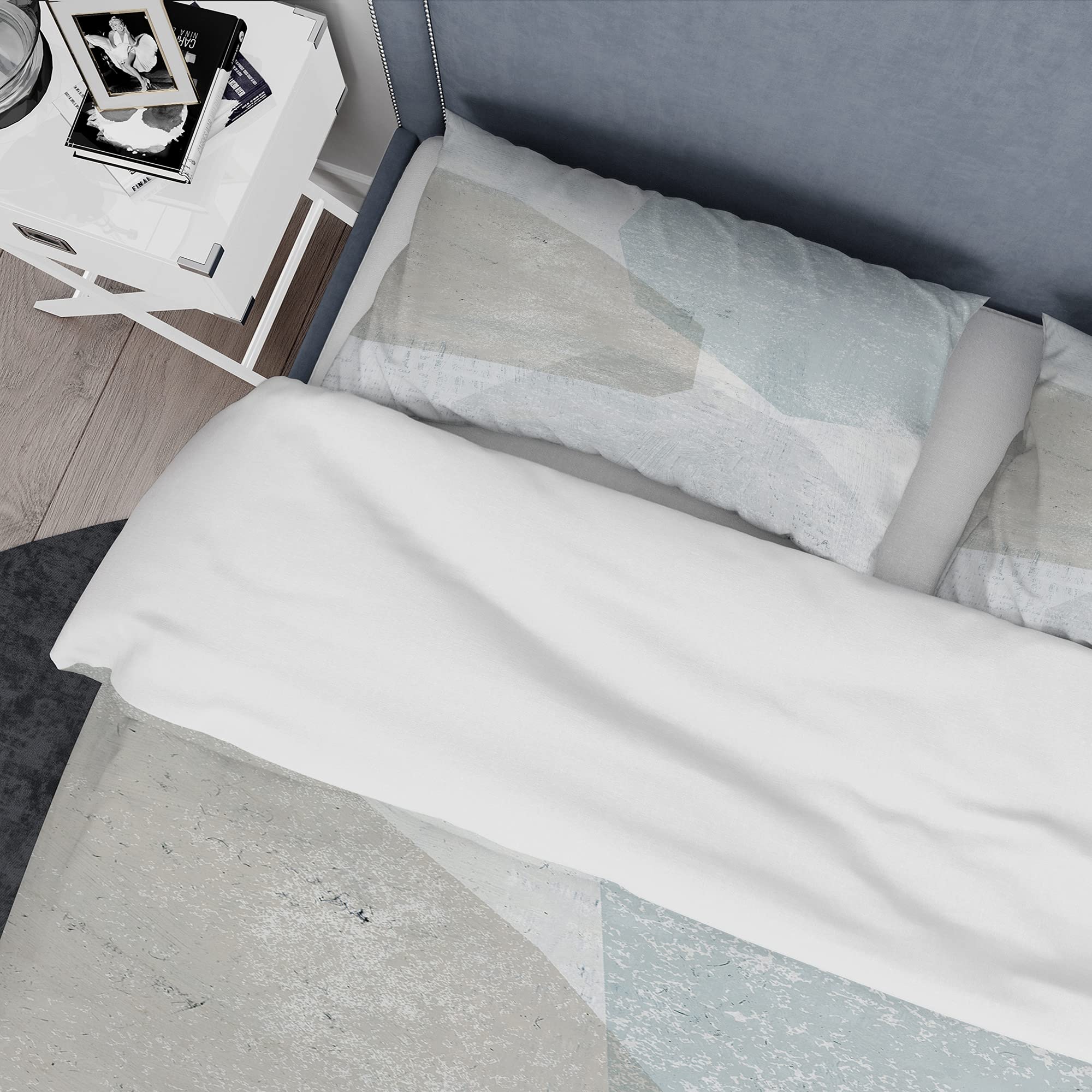 Modern Abstract Grey & White Duvet Cover Set Queen - 3 Piece Contemporary Bedding Collection in Beige for All Seasons | Perfect for Minimalist & Scandinavian Style Bedrooms