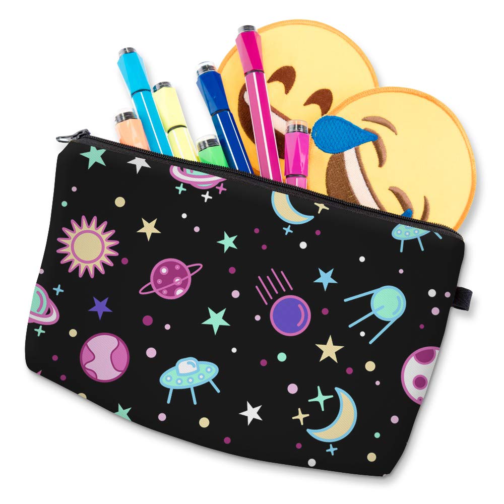ASCHAR Adorable Waterproof Cosmetic Bag for Women - Roomy Travel Makeup Organizer, Toiletry Pouch, Cute Gift Idea (Galaxy 51469) | Perfect for Travel, Gym, Daily Use & Beauty Storage