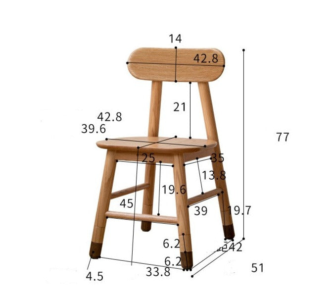Adjustable Solid Wood Children's Chair - Oak, Beech, Birch - 3 Height Settings for Kids' Study, Dining & Playroom