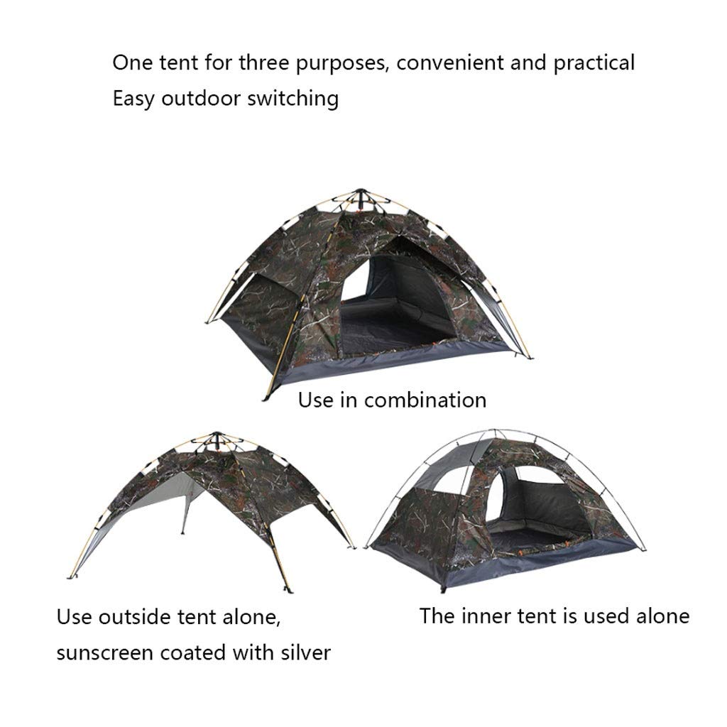 SHQ 3-4 Person Waterproof Camping Tent - Double Layer Polyester Fabric with UV Protection - Camouflage Design for Outdoor Adventures, Hiking & Backpacking - Perfect for Family Camping Trips and Wilderness Exploration