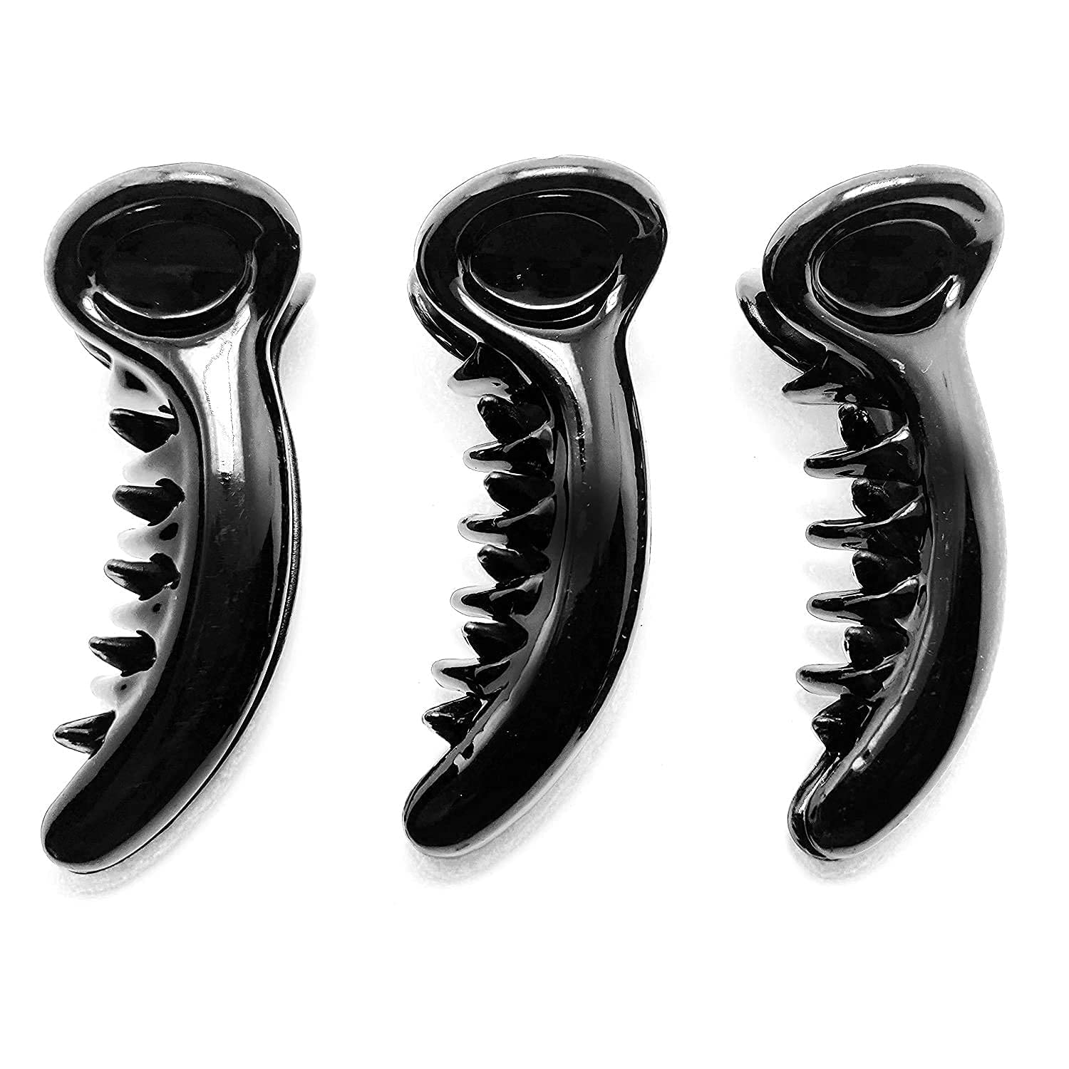 Black Banana Hair Clips for Women & Girls - 6 Pack Strong Hold Hair Claw Clips for Thick Hair, Boho Hair Accessories for Ponytail, Bun & Updo Hairstyles