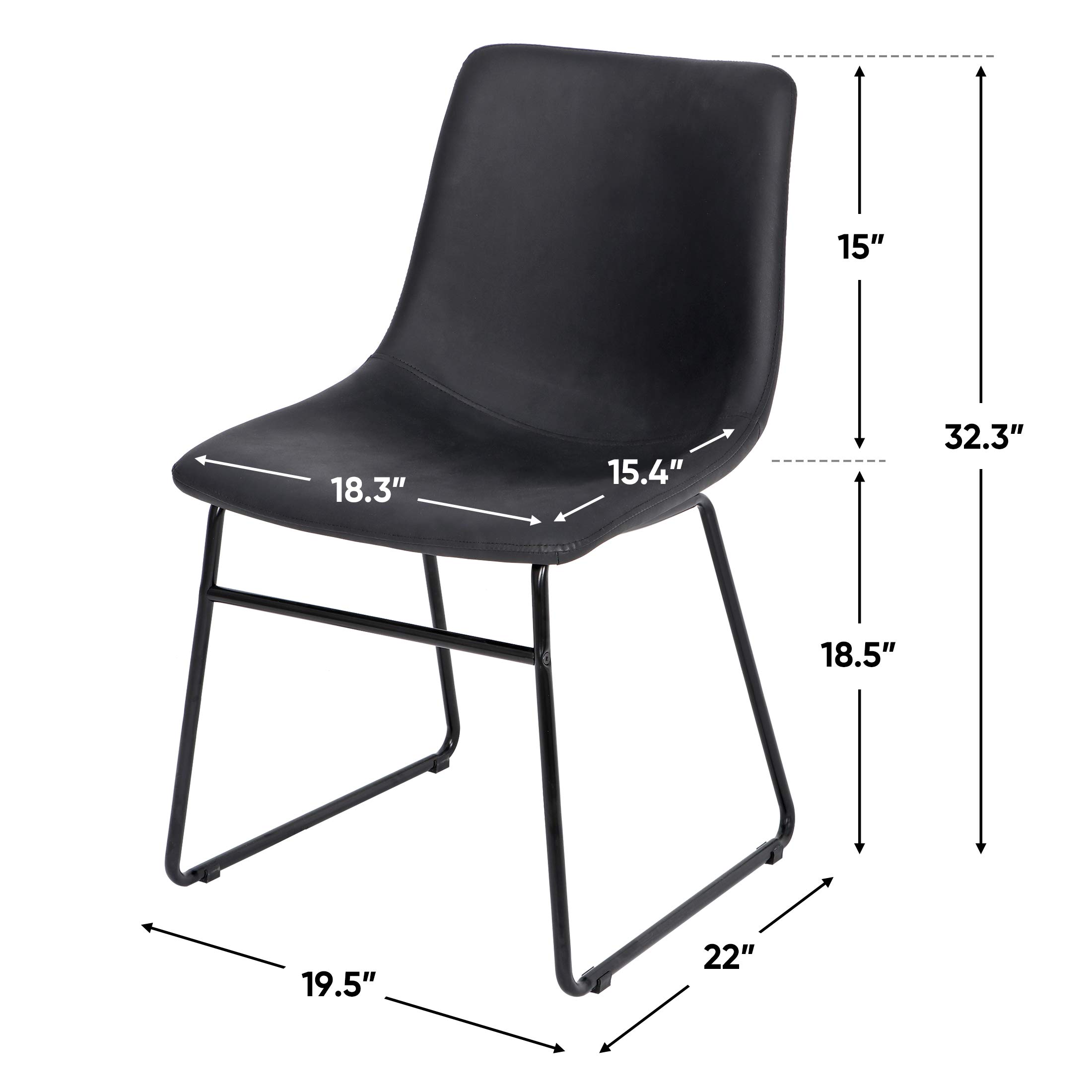 ZENY Set of 2 Modern Upholstered Dining Chairs with Metal Legs - PU Leather Armless Side Chairs for Kitchen, Dining Room, Bedroom & Living Room - Perfect for Small Spaces & Home Decor