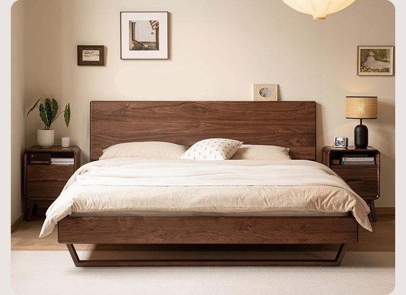 Solid Black Walnut Wood Nightstand with USB Outlet & Lamp - Perfect for Bedroom, Living Room, or Office Use