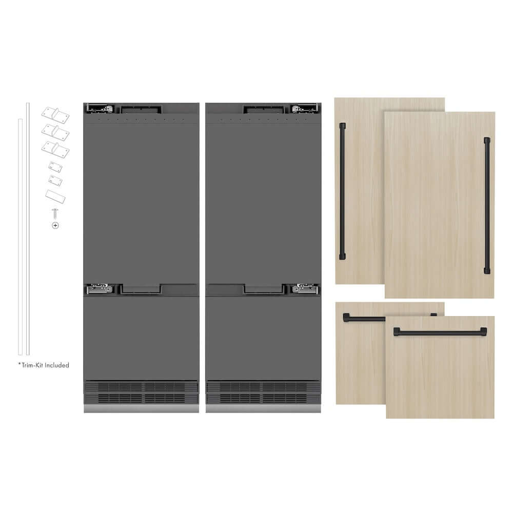 ZLINE Autograph Edition 60-Inch 32.2 cu. ft. Built-In French Door Refrigerator with Bottom Freezer, Water Dispenser & Ice Maker - Graphite Gray Interior & Matte Black Accents (GRBIVZ 60 MB) | Premium Kitchen Appliance for Modern Homes & Luxury Condos