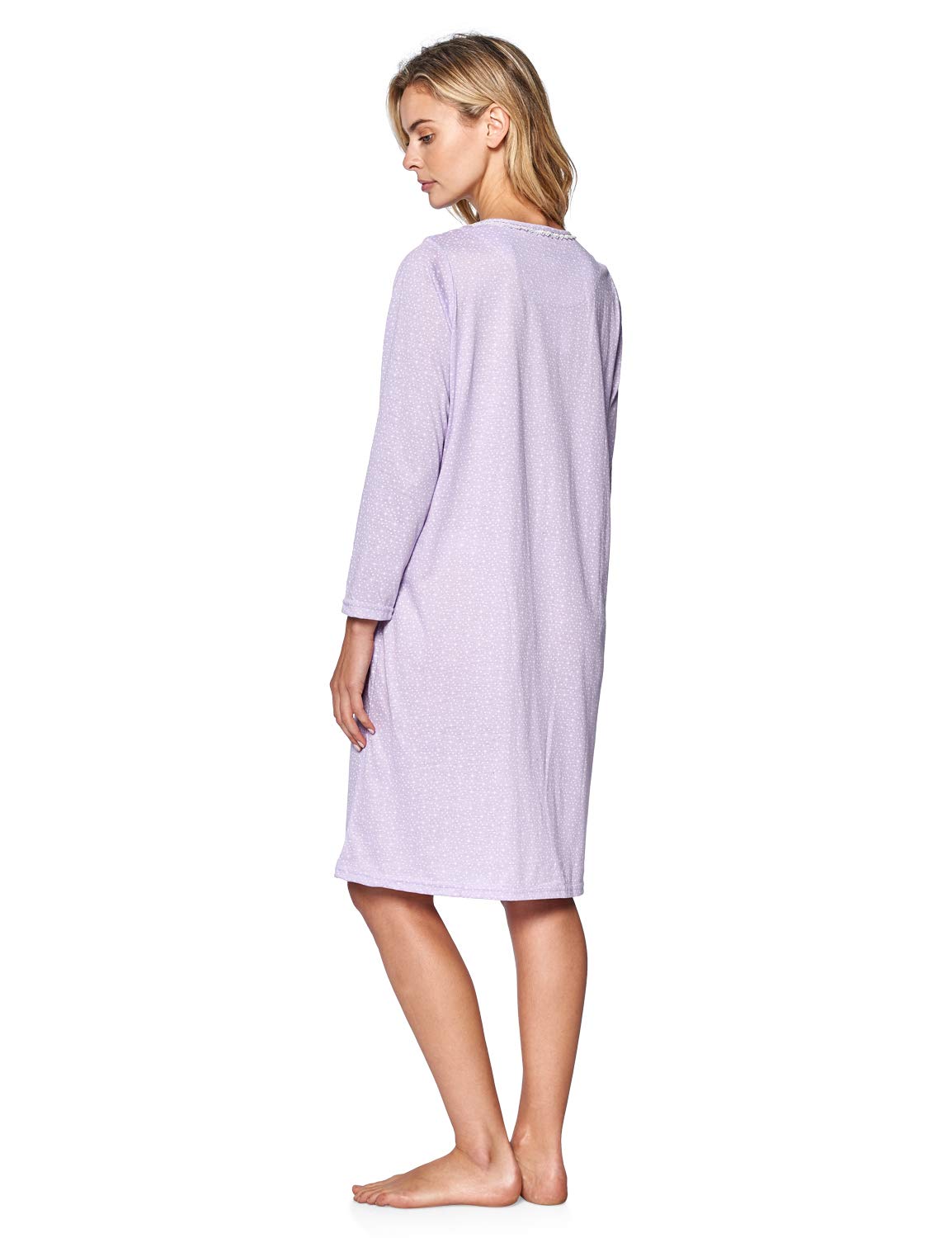 Women's Cotton Blend Long Sleeve Nightgown - Soft Henley Nightshirt for Casual Sleepwear & Lounge Wear - Perfect for Cozy Nights, Relaxing at Home, and Comfortable Sleep